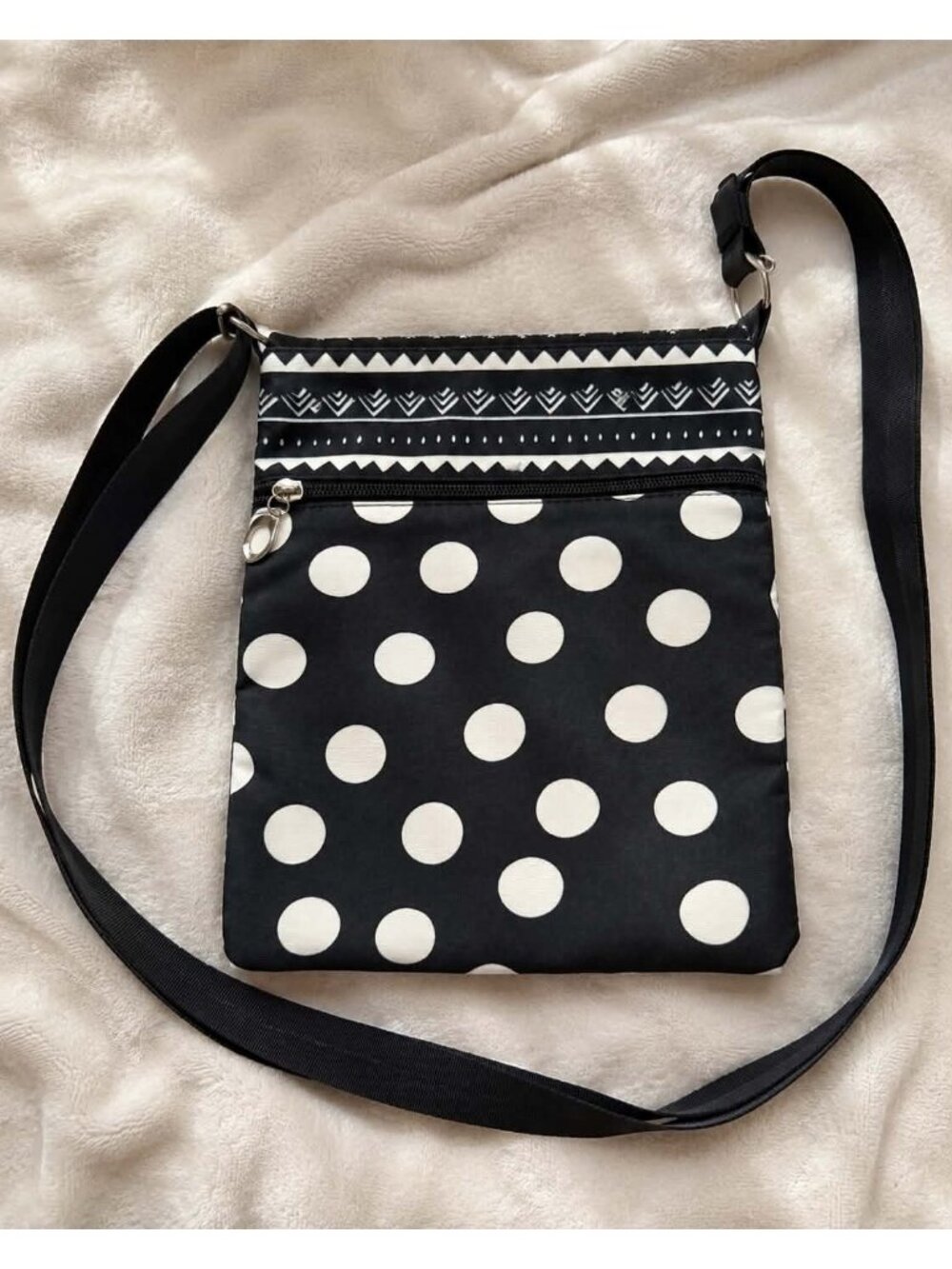 Black and White Polka Dot Crossbody Bag